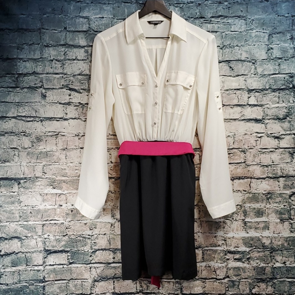 Express| Career Wear Retro Y2k 1990s Tuxedo Dress - image 1